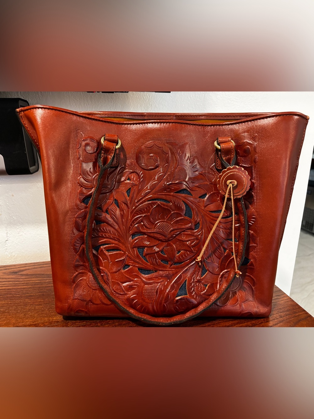 NWT Patricia Nash Adeline Extra-Large Embossed Burnished Leather Tote Bag